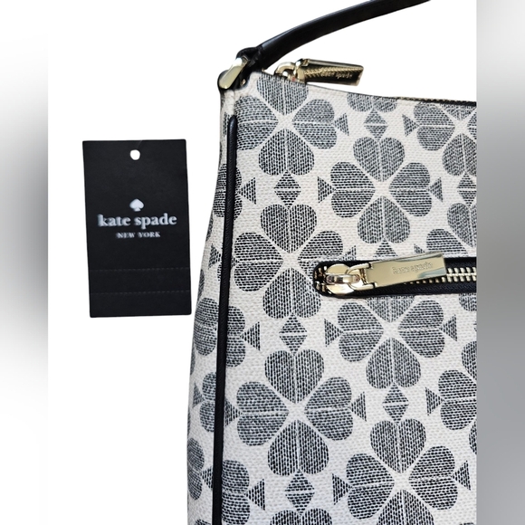 Kate Spade NY Black and White Spade Floral Crossbody Bag, Silver Hardware, New! - Picture 9 of 9